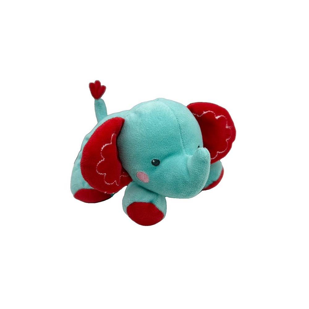 Fisher Price Little Nuzzler Elephant Plush Baby Toy Teal Blue Rattle Lovey 5"
